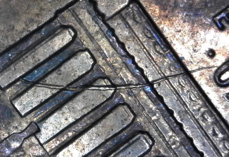 1988-P-Lincoln-Memorial-Cent-Struck-Through-Wire-Brush-Bristle
